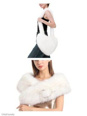 Faux Fur Shoulder Bag and Collar Scarf 2pc Set
